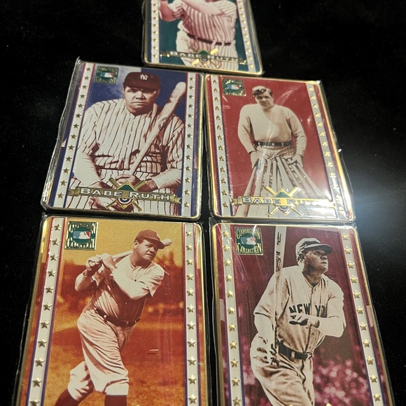Babe Ruth set of ( 5 ) Metallic Impressions Embossed Metal Collector Cards . - Picture 4 of 10